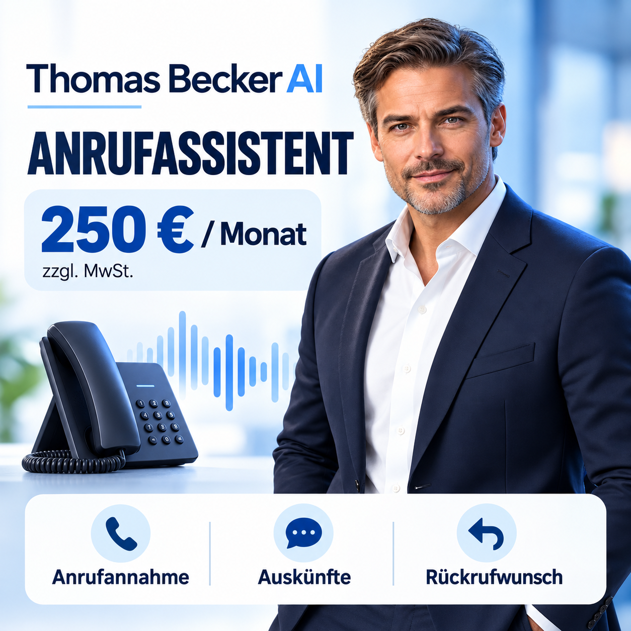 Thomas Becker AI Anrufassistent, 250 Euro monatlich